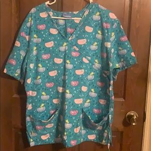 Womens Large Short Sleeve Scrub Top